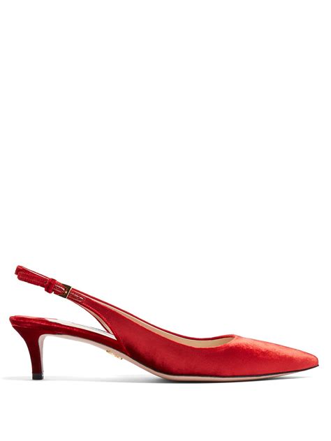 prada kitten heels red|Prada slingback pointed toe pumps.